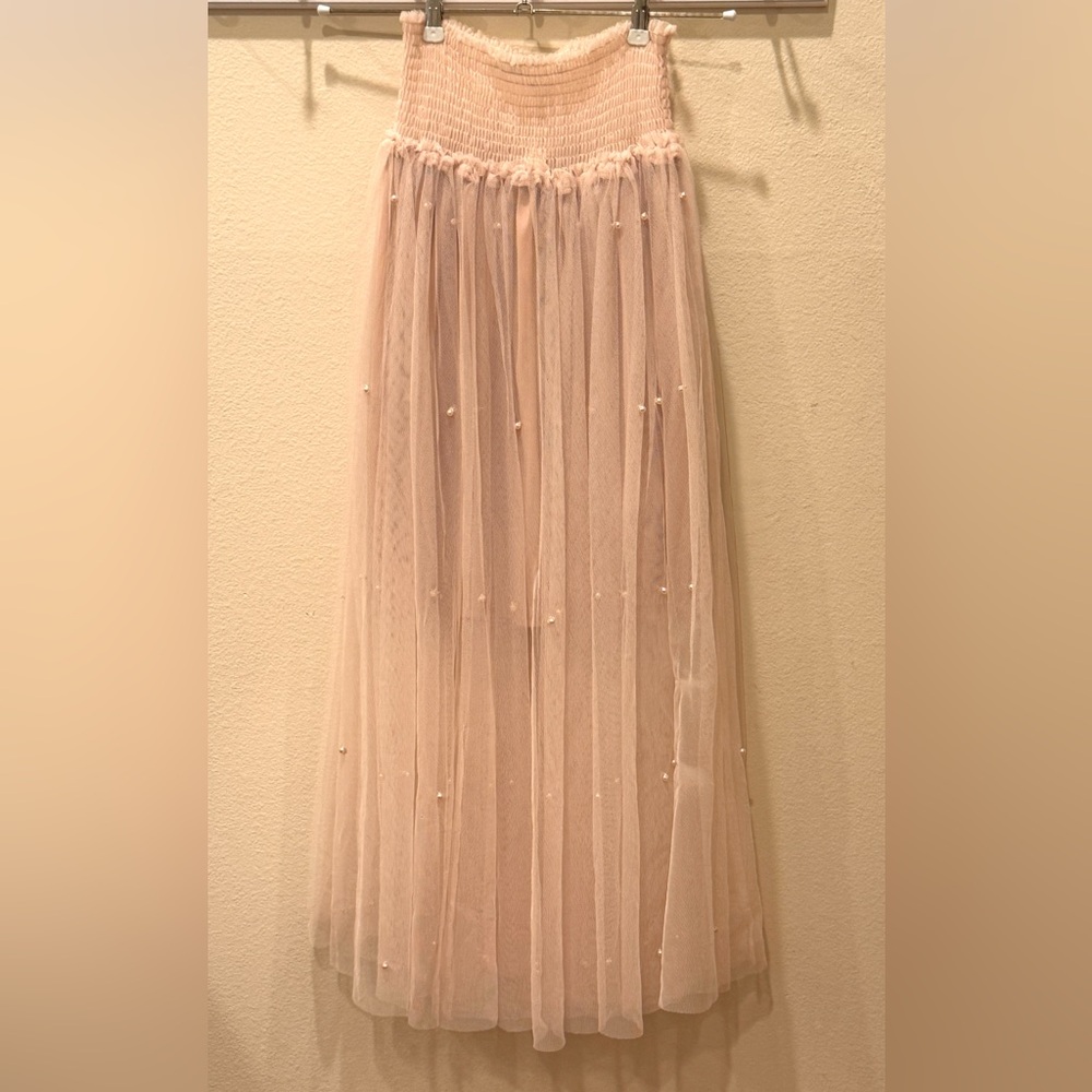 H&M Sheer Pearl Embellished Maxi Tulle Skirt, 4